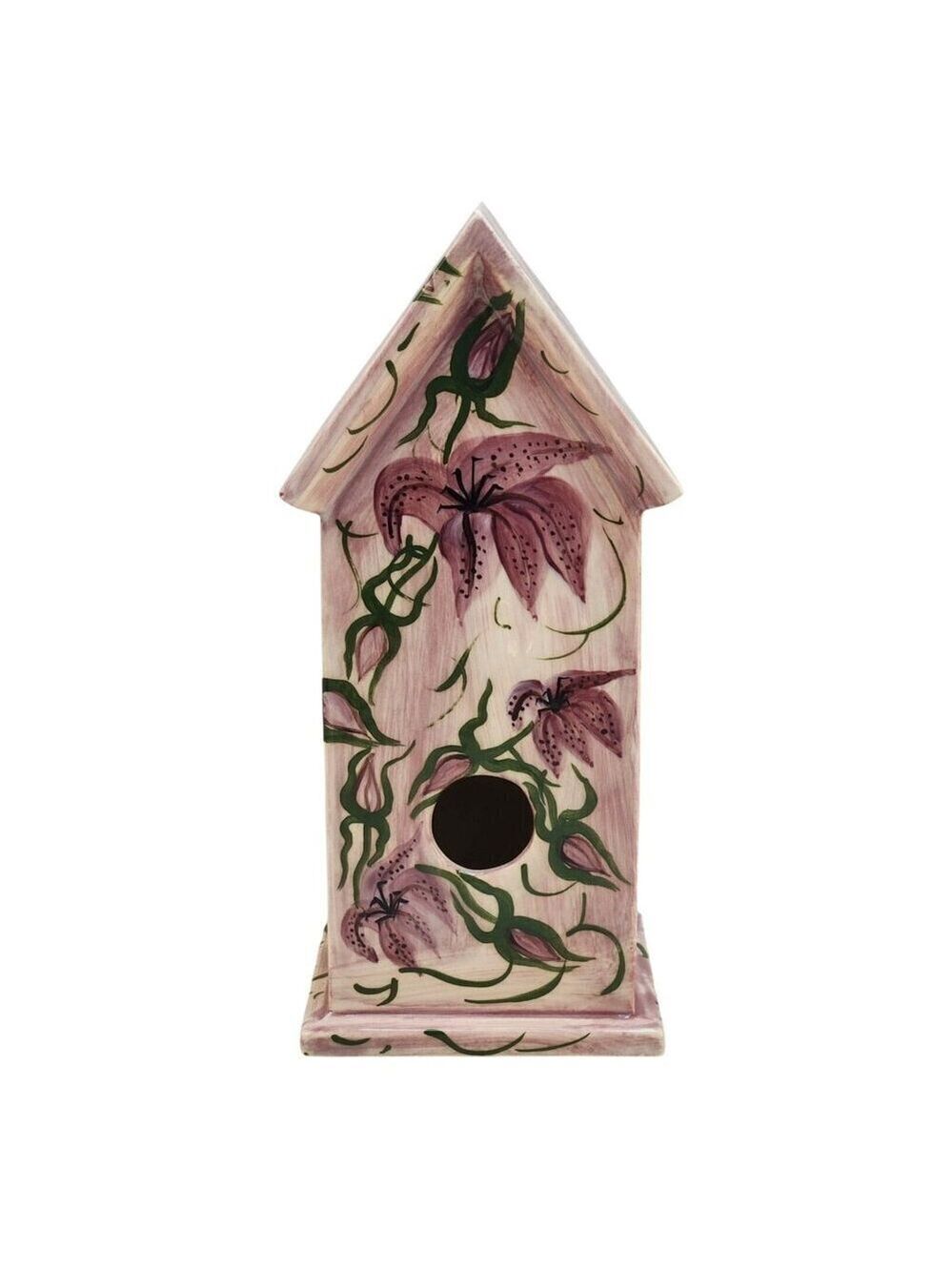 Hand-Painted Ceramic Birdhouse With Floral Design By Visions Of Nature Mary M Co